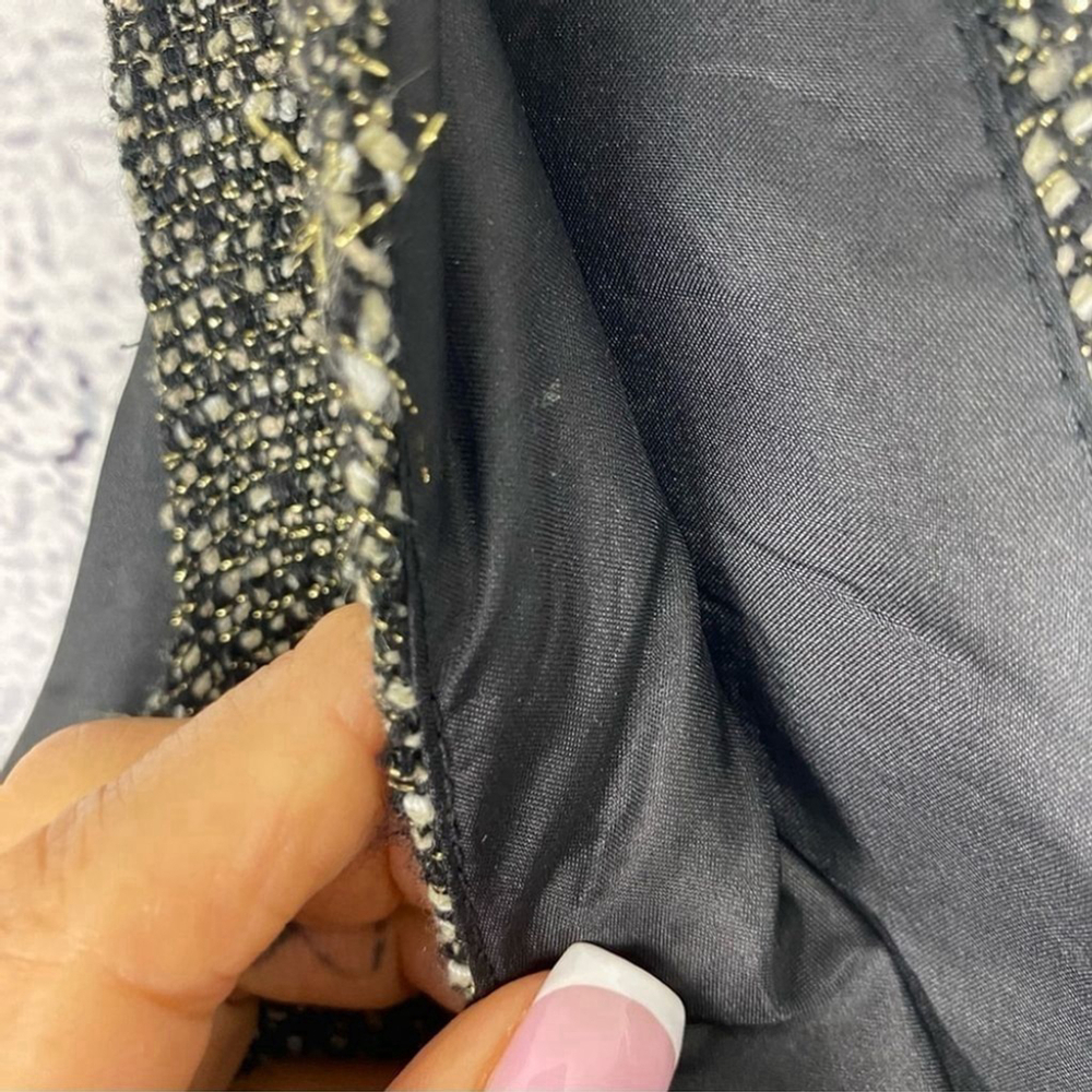 POOKIE & Sebastian Fit and Flare Dress Black with Gold size M - Picture 9 of 9